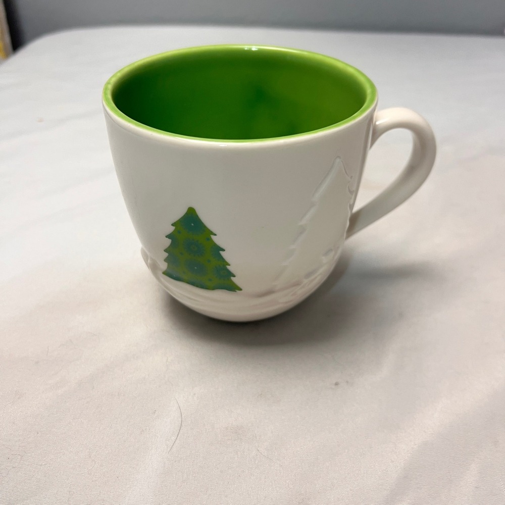 Starbucks‎ Holiday 2006 Christmas Tree Coffee Mug 16oz Green White Ceramic Cup